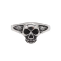 Anello gotico vintage con teschio e ali di pipistrello in acciaio argento anticato - US 6 / Color Acciaio