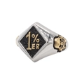 Anello chevalier da motociclista vintage con scritta 1% ER dorata e dettagli teschio - US 7 / Oro e Argento