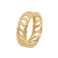 Close-up of gold stainless steel ring featuring a vintage hollow bone texture design - US 7 / Gold