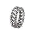 Detailed close-up of retro silver skull bone ring with vintage punk hollow texture - US 7 / Steel