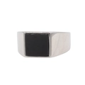 Minimalist silver stainless steel ring featuring a large square black stone inlay - US 7 / Steel