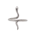 Anello vintage a serpente in acciaio argentato con trama a scaglie rettiliane dettagliata - US 7 / Color Acciaio