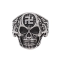 Vintage Gothic Totenkopfring für Herren mit graviertem Symbol und Antik-Silber-Finish - US 7 / Stahlfarbe