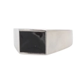 Minimalistischer Herrenring aus Edelstahl in Silber mit schwarzer Emaille-Einlage - US 7 / Stahlfarbe