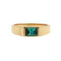 Anillo elegante de acero de titanio chapado en oro con piedra preciosa verde esmeralda - Oro Piedra Verde