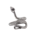 Vintage silver snake wrap ring in stainless steel with detailed scale texture on white background - US 7 / Steel
