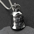 Polished silver bell pendant featuring Saint Christopher relief and metal chain - Saint Christopher Style (DZ950K) Pendant Only (Without Chain)