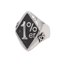 Anello stile biker retrò in acciaio con emblema 1%er e dettagli in nodo celtico - US 7 / Color Acciaio