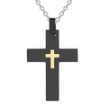 Vintage zwart-gouden roestvrijstalen kruishanger aan een schakelketting voor heren - Gouden Hanger Zonder Ketting