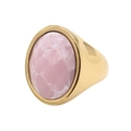 Bague vintage dorée avec pierre ovale rose en acier inoxydable pour femmes - Style 7 (Texture Nuage Rose)