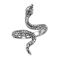 Anello aperto vintage a forma di serpente in acciaio al titanio con texture a scaglie - US 7 / Color Acciaio
