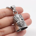Vintage silver angel wing bell pendant necklace with relief details and lobster clasp - Heart Pendant Only (Steel Color, Without Chain) / Steel