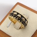 Retro gold skull ring for men with embossed gothic patterns and vintage finish - US 7 / Gold