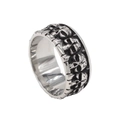 Vintage stainless steel skull ring featuring multi-dimensional embossed skull patterns - US 7 / Steel
