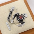 Vintage scorpion steel ring for men with red gemstone inlay on silver base - US 7 / Red Rhinestone