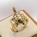 Retro golden turtle ring in stainless steel with vintage textured shell for men - US 7 / Gold Large