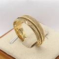 Anello aperto a piuma dorata retrò in acciaio inossidabile con texture vintage - US 7 / Oro