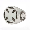 Anello con sigillo retrò in acciaio inossidabile per uomo con design vintage punk a croce - US 7 / Acciaio Satinato