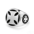 Anello vintage da uomo in acciaio inossidabile con croce e finitura argento lucido - US 7 / Color Acciaio