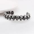 Retro gothic skull engraved open bangle bracelet in oxidized silver stainless steel - Steel Color Pure Metal Style