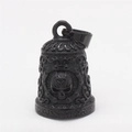 Gothic bell pendant in matte black stainless steel featuring a skull and scroll relief - Black Pendant (No Chain)