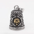 Vintage gothic stainless steel bell pendant necklace featuring a golden skull design - Two-tone Gold Pendant (No Chain)