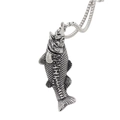 Retro stainless steel goldfish pendant necklace with detailed scales and box chain - Pendant Only (Without Chain)-Steel Color