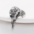 Vintage silver Viking bird skull ring with Celtic knot patterns in stainless steel - US 7 / Silver