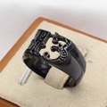 Mattschwarzer Edelstahlring im Retro-Punk-Stil mit ausgeschnittenem Nummer 13 Design - US 7 / Schwarz