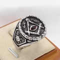 Vintage steel Freemason ring with red gemstone and antique silver finish for men - US 7 / Steel Red Zircon