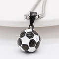 Men's soccer ball pendant necklace with black and white enamel on a stainless steel chain - Black White Pendant (Without Chain)