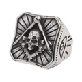 Vintage stainless steel skull ring with Freemason symbol and Eye of Providence design - US 7 / Square Masonic Skull Style(2)