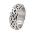Herren Spinner-Ring aus Titanstahl mit aufwendigem keltischem Knoten-Strukturdesign - US 7 / Stahlfarbe