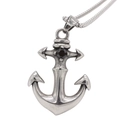 Vintage anker hanger ketting van zilver roestvrij staal met zwarte edelsteen - Hanger Zonder Ketting - Zwarte Strass