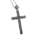 Vintage retro cross pendant necklace in brushed stainless steel for men with link chain - Antique Silver Pendant (Pendant Only (Without Chain))