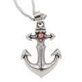 Retro roestvrijstalen anker hanger ketting met rode zirkoon voor heren - Hanger Zonder Ketting - Rode Strass