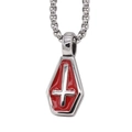 Gothic coffin pendant necklace with red enamel and inverted cross on silver bead chain - Red Pendant Only (Without Chain)