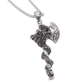 Retro stainless steel viking axe pendant necklace featuring a detailed dragon engraving - Steel Color / Pendant Only (Without Chain)