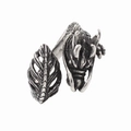 Anello avvolgente con drago e foglia in argento ossidato stile punk retrò da uomo - US 7 / Color Acciaio