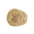 Anello con sigillo dorato San Michele da uomo con incisione religiosa dettagliata - US 7 / Oro