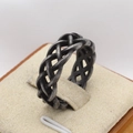 Anello vichingo vintage in acciaio inossidabile con nodo celtico intrecciato, ossidato - US 7 / Argento antico