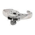 Retro-Punk-Stil Totenkopf Armspange aus Edelstahl für Herren mit Vintage-Finish - Stahlfarbe