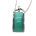 Elegant silver snake chain necklace with a rectangular green gemstone pendant for women - Steel Green Stone (Pendant Only (Without Chain))