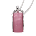 Elegant rectangle pink opal gemstone pendant necklace with silver snake chain for women - Steel Pink Stone (Pendant Only (Without Chain))