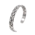 Vintage braided stainless steel open cuff bracelet with a retro oxidized finish for men - Three-strand Braid (Style 3)