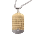 Men's titanium steel military dog tag necklace with scale texture and zircon stone - Gold Pendant Only (Without Chain)
