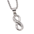 Collana con ciondolo simbolo infinito in acciaio al titanio argento con catena box - Ciondolo Solo (Senza Catena) / Color Acciaio