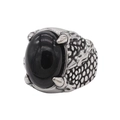 Retro dragon claw ring with tiger eye stone and dragon scale carving on steel band - US 7 / Steel Black Agate