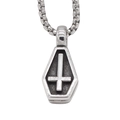 Gothic coffin pendant necklace with inverted cross detail on a stainless steel box chain - Retro Black Pendant Only (Without Chain)