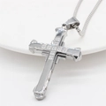 Colgante de cruz de acero pulido con piedras de circón y tapón de rosca para cenizas - Color Acero (Solo Colgante (Sin Cadena))